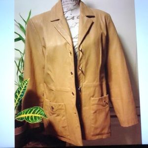 St John Sport 2 Pocket Leather Collar Jacket Sz M
